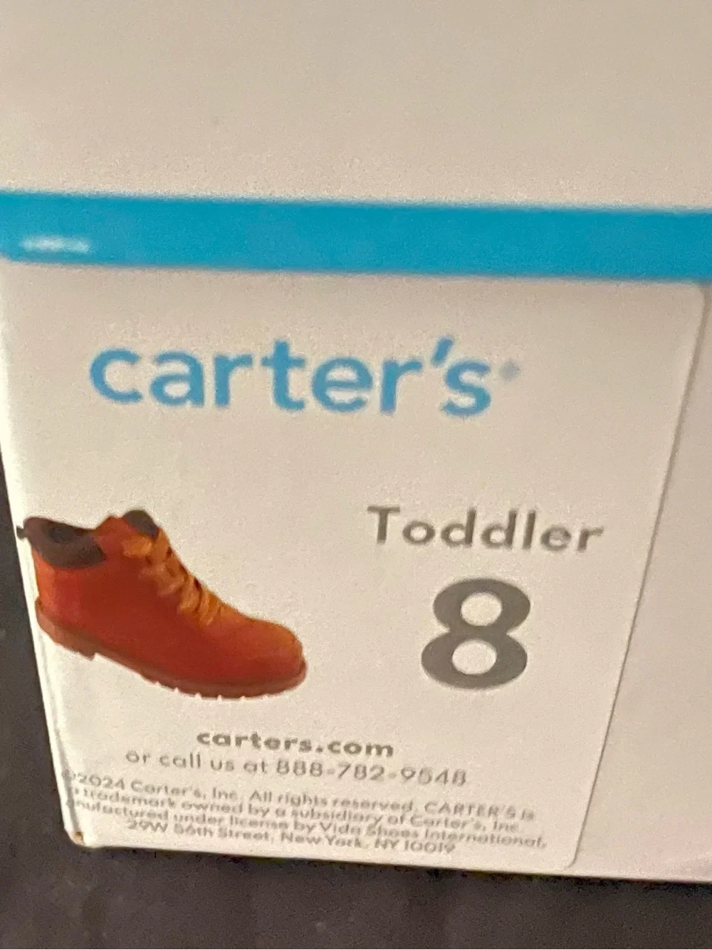 New Carter's Brown/Tan toddler boy Lace-Up Boot with Side Zip size 8